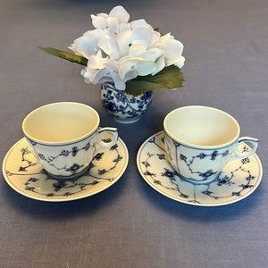 Royal Copenhagen Blue Fluted Plain Teacup and Saucer Sets—Lot 5